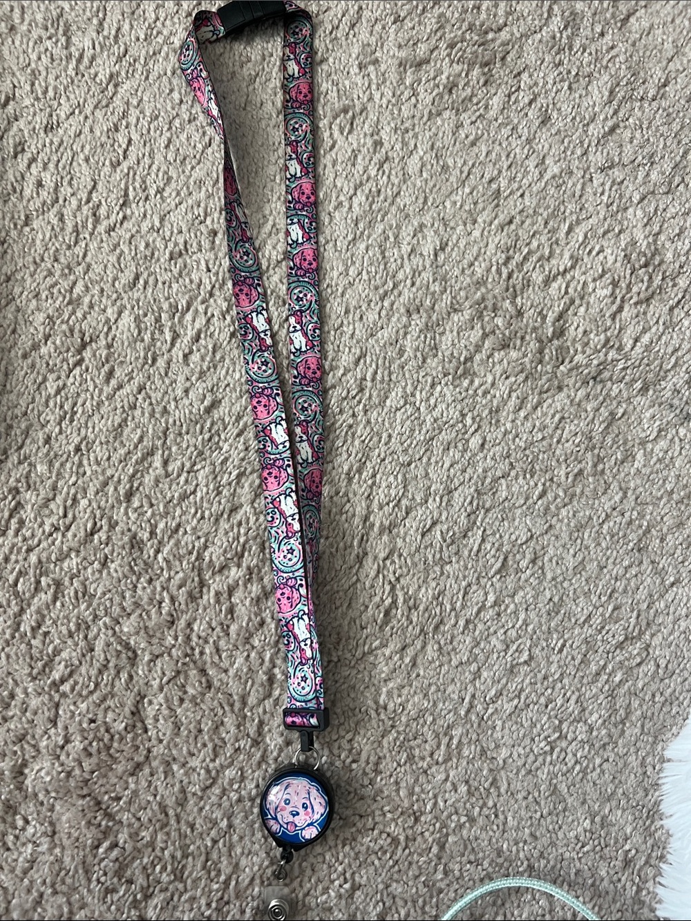 Pink Patterned Lanyard with Decorative Retractable Reel